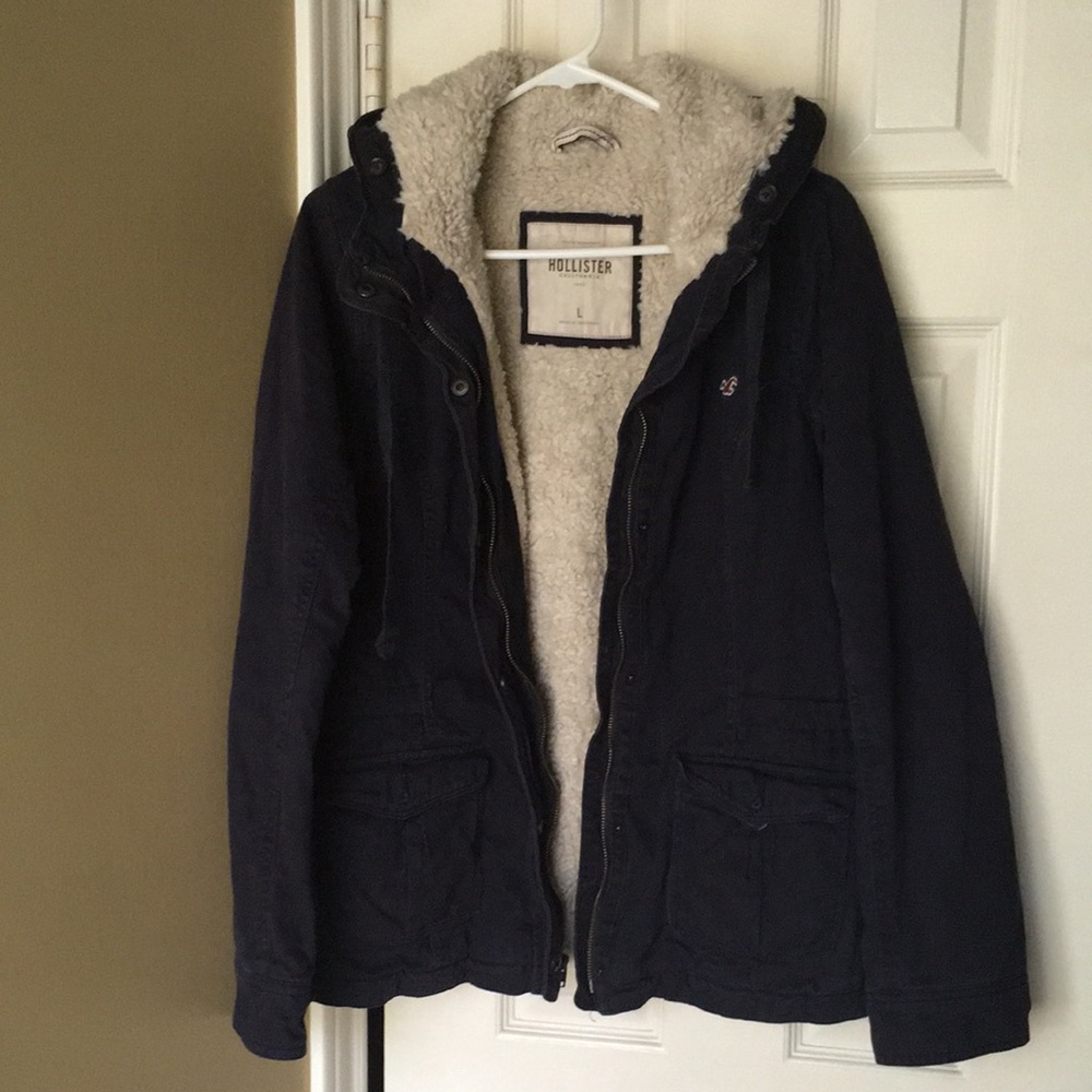 Hollister jeans furry winter jacket size L